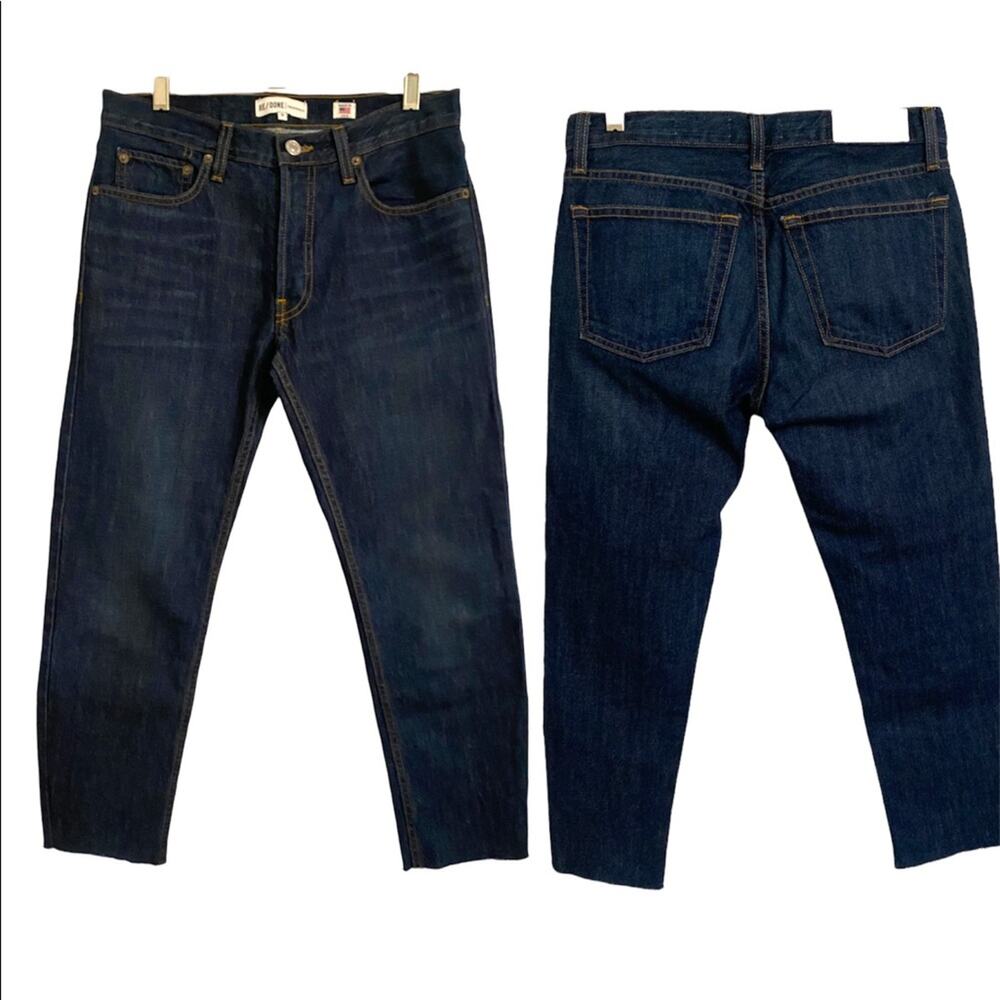 Re/Done Relaxed Cropped Ankle frayed  blue Jeans size 25